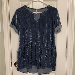 Boutique Blue Velvet Top